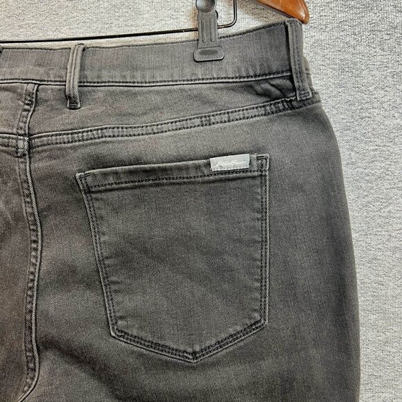 Eddie Bauer Jeans Women Size 14 Black Washed Slightly Curvy Slim Straight Denim - Picture 13 of 16